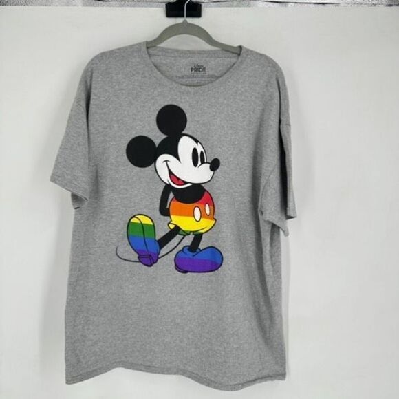Disney Women's Pride Collection Mickey Mouse Short Sleeve T-Shirt Gray Size XL - Picture 1 of 9